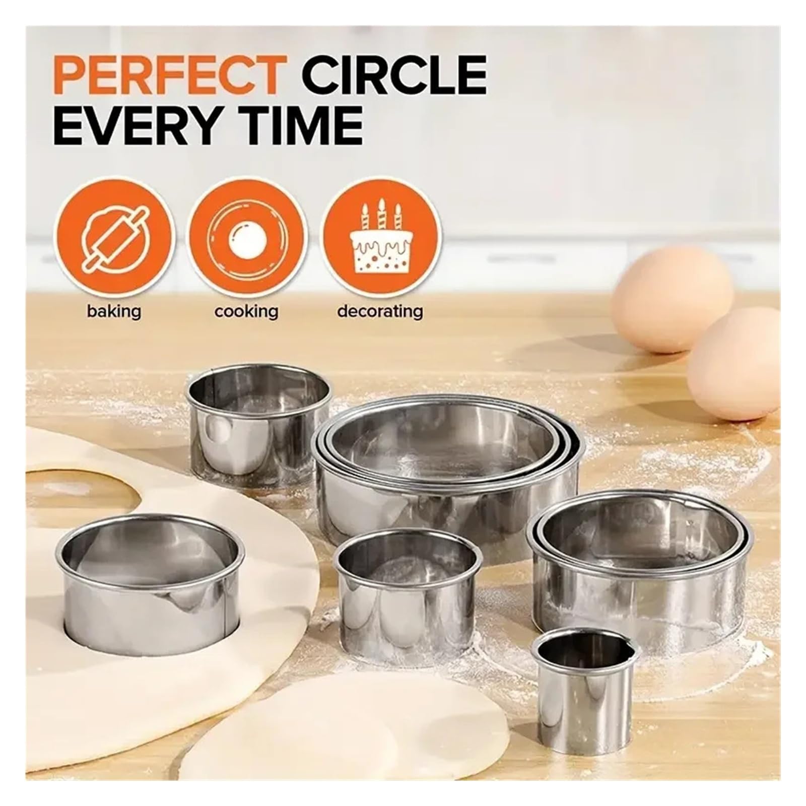 11/12PC Edelstahl Mousse Runde Cookie Keks Ausstecher DIY Knödel Cutter Professionelle Gebäck Backen Kreis Ring Formen set(8pcs)