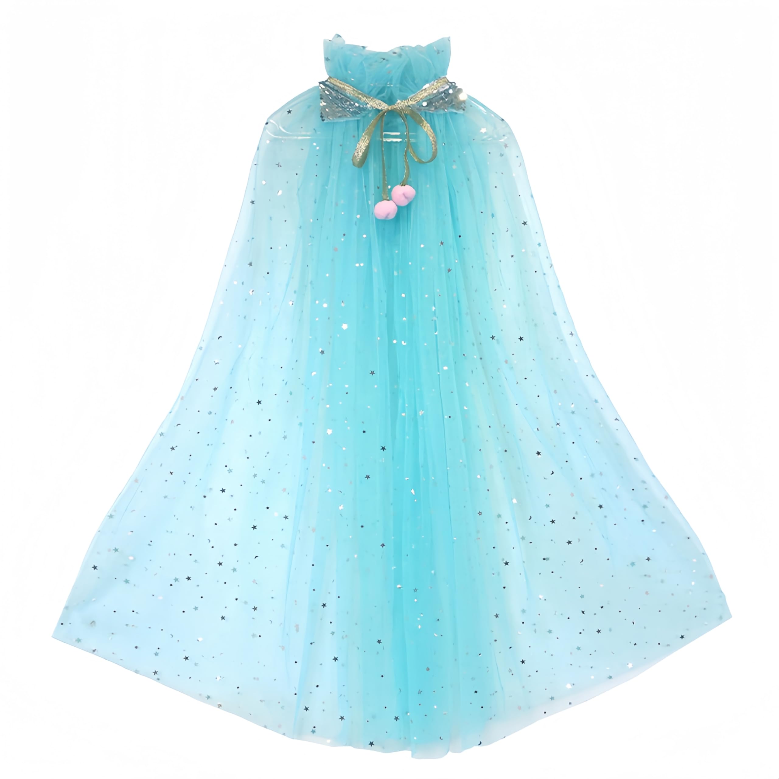 AIMEJZM 70cm Girls Princess Cape Glittering Mesh Cape Little Girls Pink Cloak For Costume Party Cosplay Dress Up