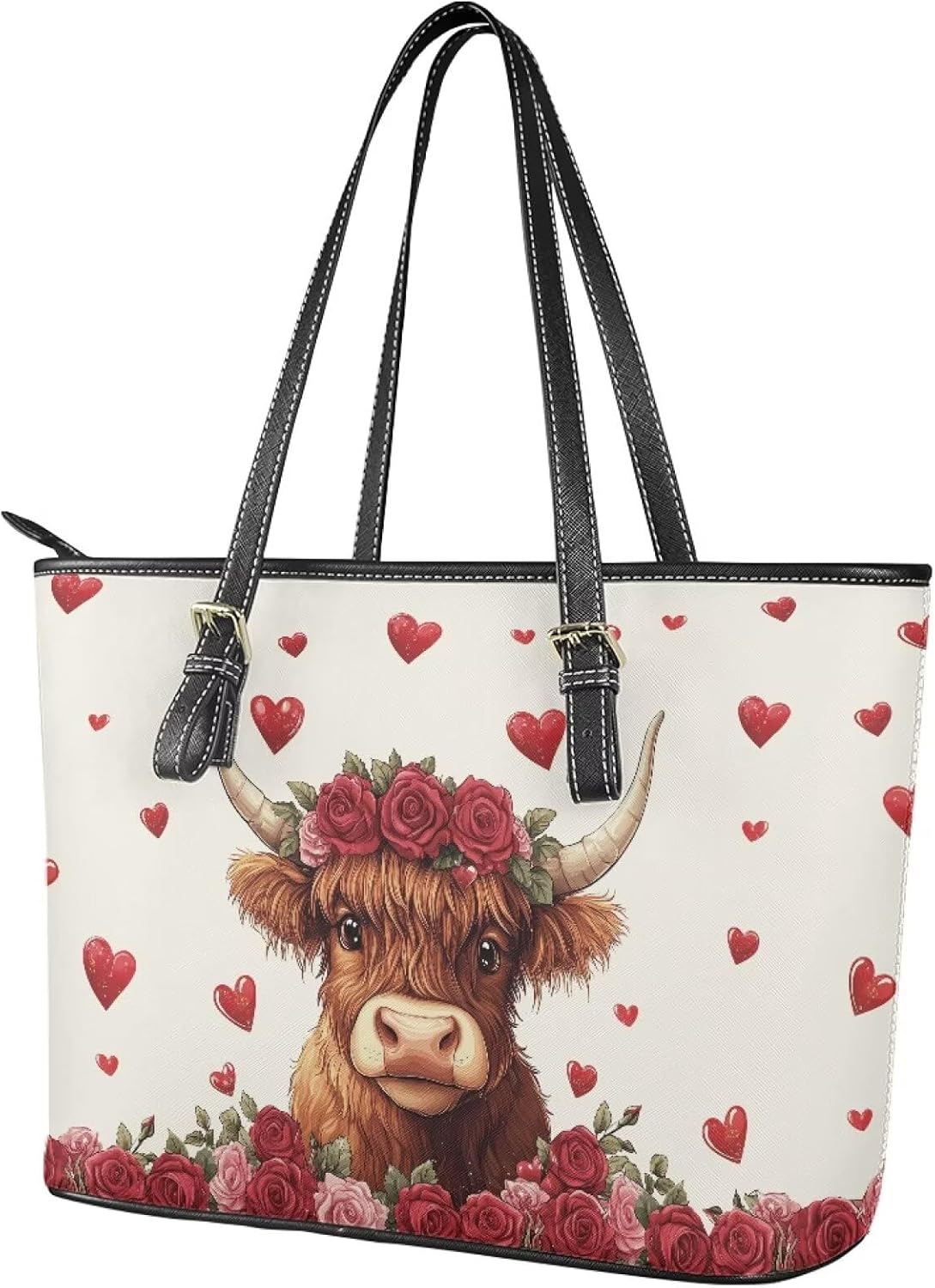 Fall Shoulder Bag for Women Leather Tote Bag with Zipper for Ladies Reusable Shopping Handbag Travel Saddle Bag