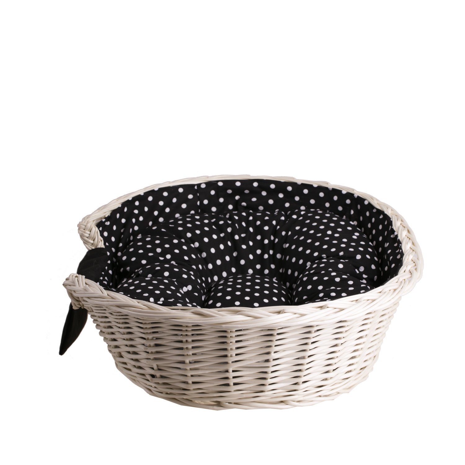 Cesta para perros, cesta para gatos, cojín para perros, cesta de mimbre (85 cm, color blanco, con bordado)