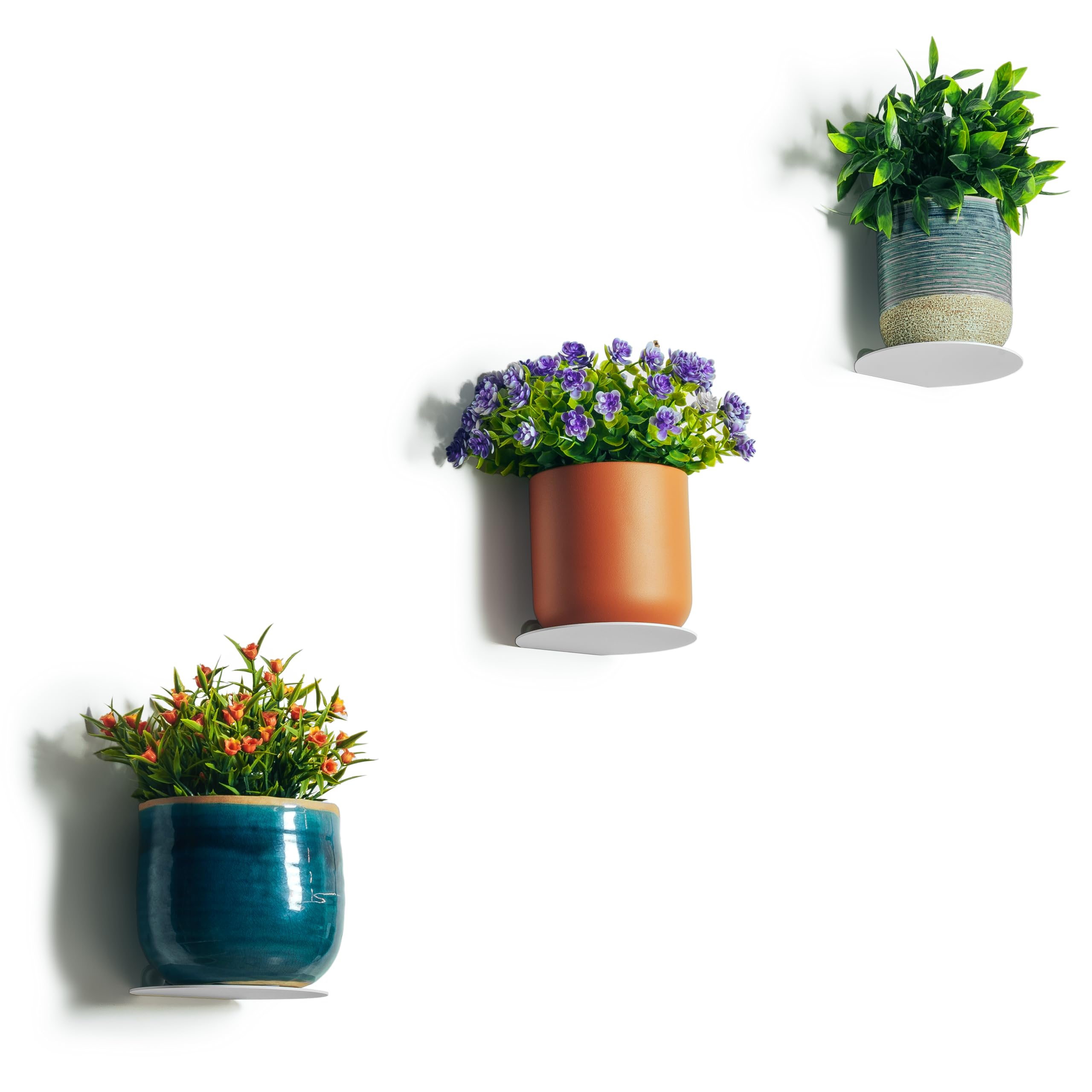 Soporte de Pared Maceta - Plantas Artificiales y Naturales Decorativas, Maceteros Interior, Jardineras Exterior (Blanco, 3 Unidades)