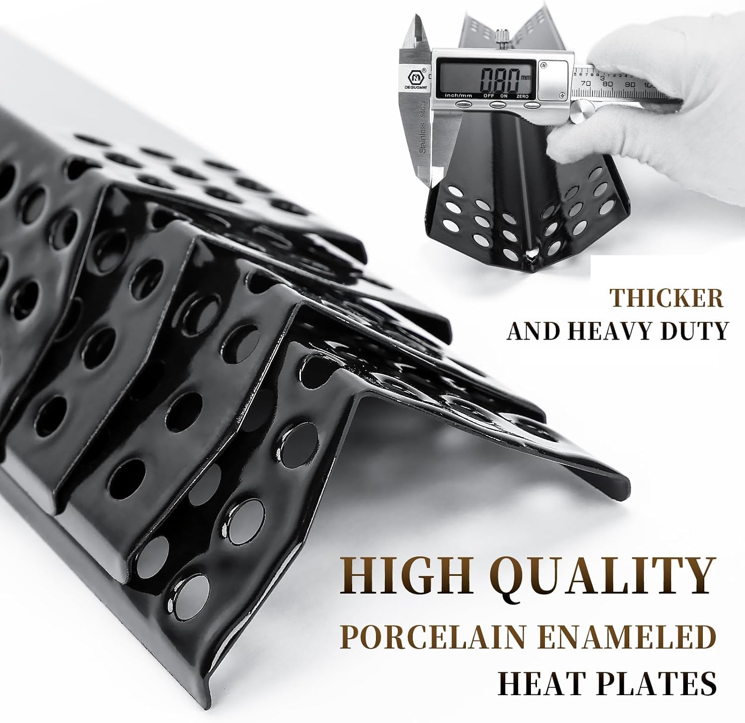 Condition photo showing New/Like New for hisencn heat plates for monument grills 24367 17842 35633 77352 41847ng 77352mb larger 4-burner propane gas grills, porcelain steel heat tent for monument grill replacement parts, 4 pack