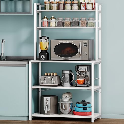 Denkee Estante de cocina para panaderos, soporte industrial para horno microondas de 5 niveles, estante de almacenamiento independiente para cocina,