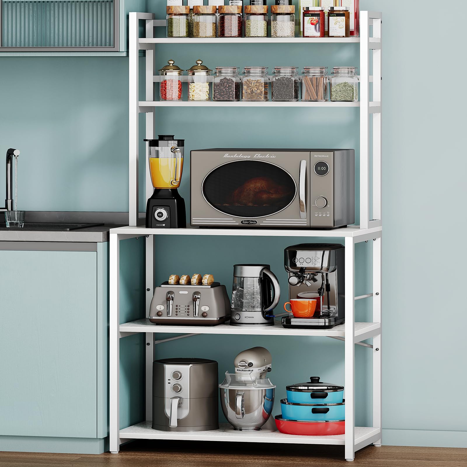 Denkee 31.5 Inch Width Bakers Rack for Kitchen, Industrial 5-Tier ...