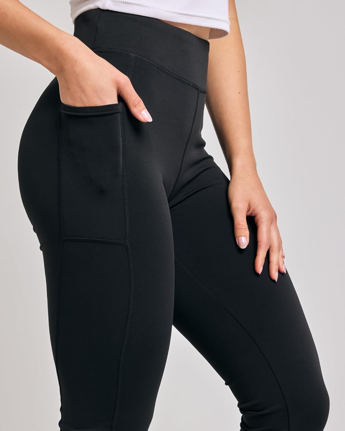 Real Essentials 4 Pack: Women's Capri Leggings with Pockets Casual Yoga Workout Exercise Pants (Available in Plus Size) - Image 6