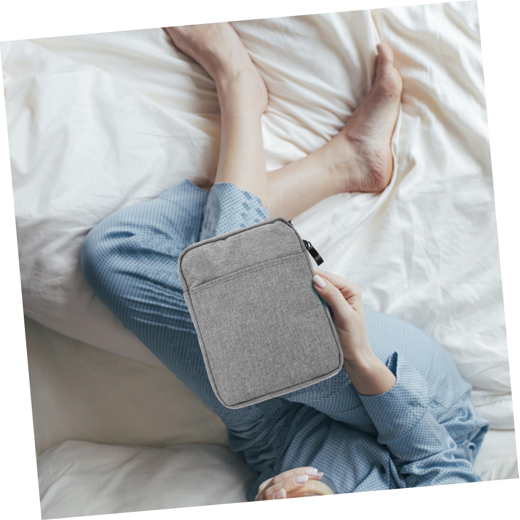 HOMSFOU Ebook Reader Carrying Case Splashproof Protective Sleeve for E-Readers and Tablets for Travel and Commuting Organizes E-Book and Accessories Light Grey