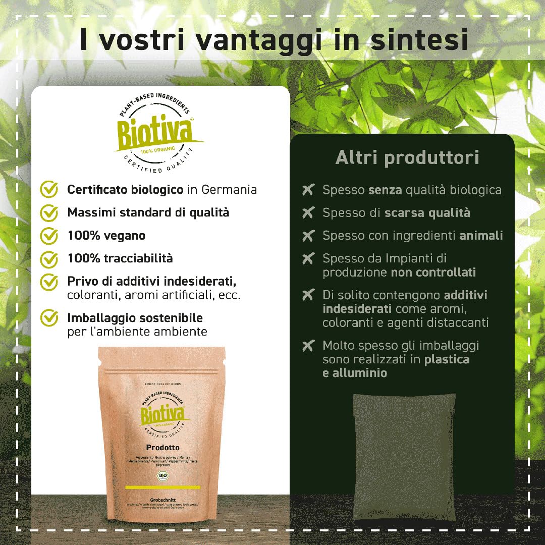 Clorella e spirulina in polvere Bio 500g | alghe | Chlorella vulgaris | confezionato e controllato in Germania | Biotiva