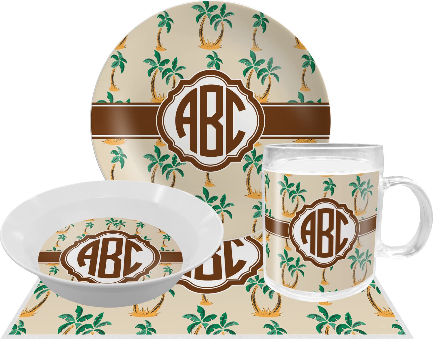 Personalized Palm Trees Melamine Bowl - 12 oz