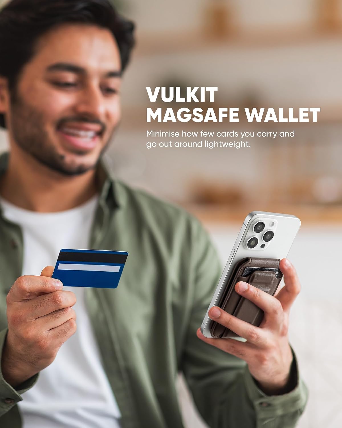VULKIT Magnetic Phone Card holder RFID Blocking Slim Card Wallet Phone Case Compatible with Suitble for iphone 16/15/14/13/12 Series(Espresso)
