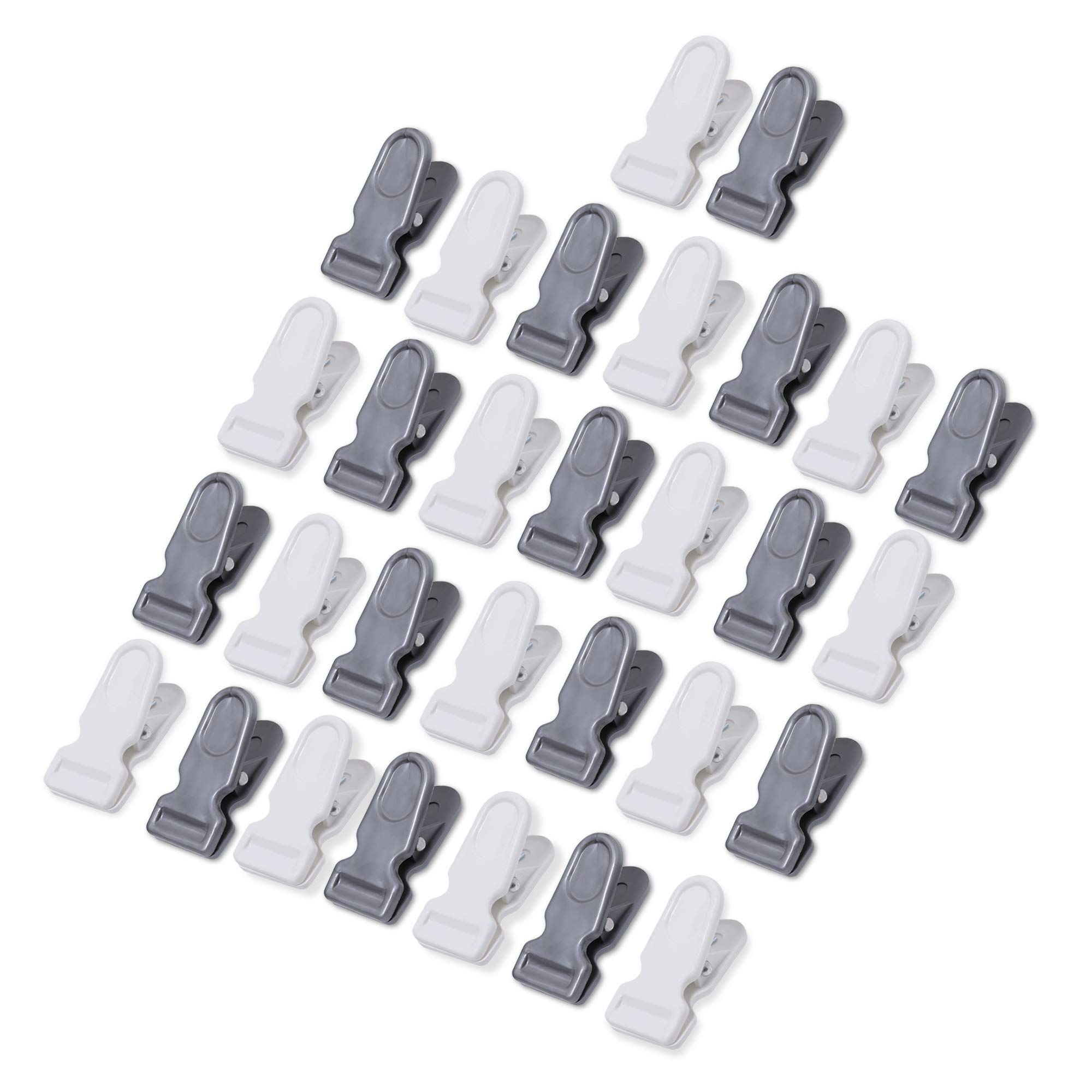 Viguni Cloth Clips (Pack of 30) Heavy Duty Premium Multipurpose Clothes Clip for Indoor and Outdoor, Strong and Durable, Clips for Clothes, Anti Rust Peg, Clothes Drying Pegs Hanger - White/Silver