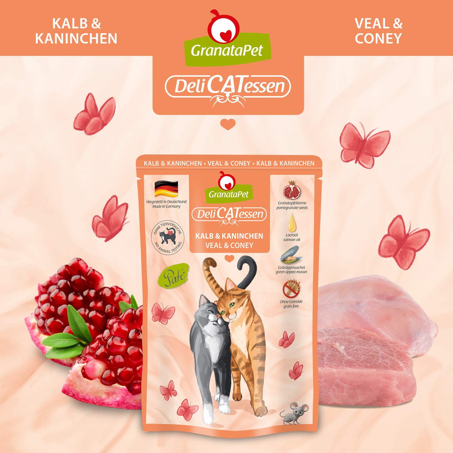 GranataPet Delicatessen Multipack 1, Nassfutter für Katzen im Probierpaket, Alleinfuttermittel ohne Getreide, Katzenfutter mit hohem Fleischanteil & hochwertigen Ölen, 6 x 85 g (Packung mit 6)