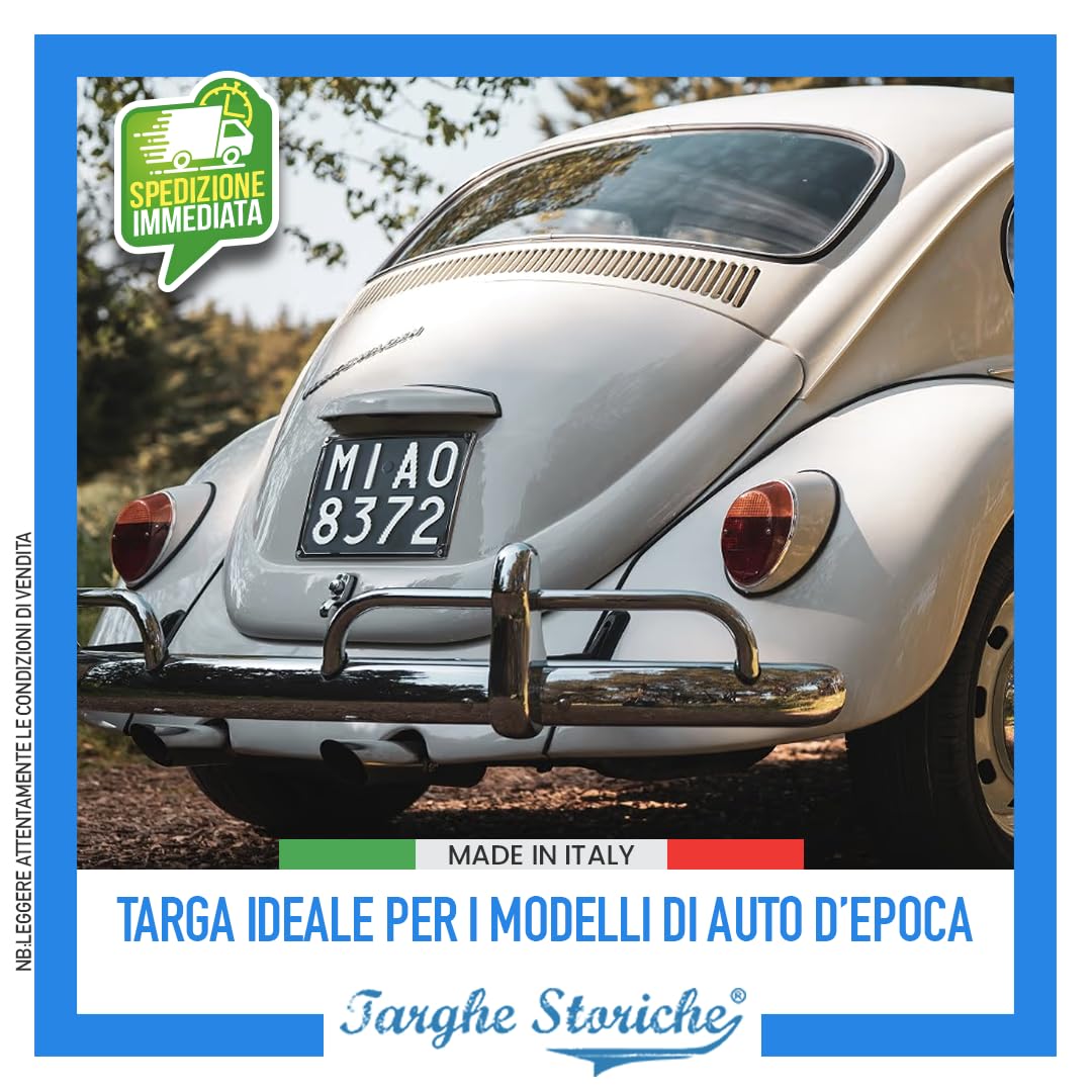 Targa Auto Epoca Posteriore 1963-1975 Plastica Replica Personalizzata Made in Italy