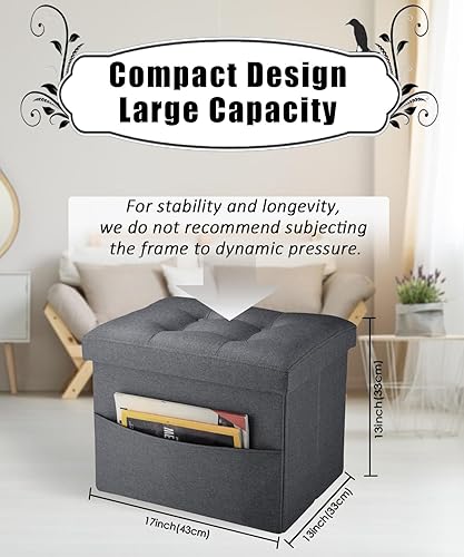 Miniatura 16 de Taburete otomano de almacenamiento otomano con reposapiés, banco plegable con almacenamiento, dormitorio de estudiantes y entrada, 16 x 12 x 12