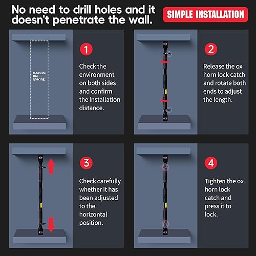 Miniatura 7 de leikefitness Barra de dominadas para marco de puerta, barra de barbilla para entrenamiento de la parte superior del cuerpo, barras de entrenamiento