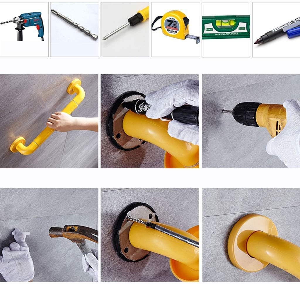 LCML Tub Grab Bar - 12 inch Bath Grab Bar Handicap Grab Bars White, Shower Aides for Seniors Wall Mounted Assist Rail Anti Slip Bathroom Safety Rail/Yellow/88Cm : Health & Household