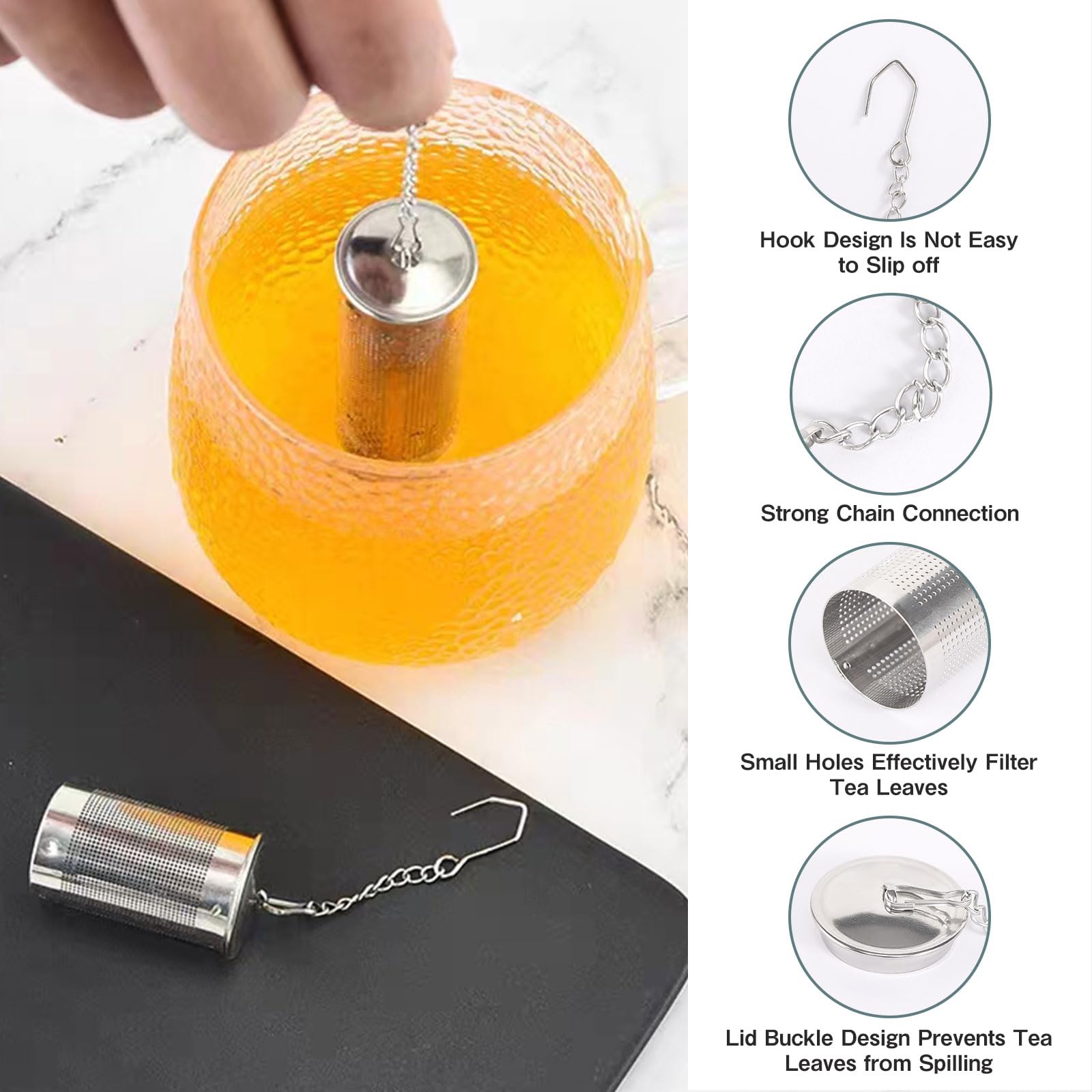 SHUOHONG 2 Pièces Infuseur Thé, Pinces à Thé En Acier Inoxydable, Filtre Réutilisable Avec Poignée Télescopique, Boule A The Infuseur, Passoire Fine Infuseur Pour Théière, Mug, Tasse, Verre