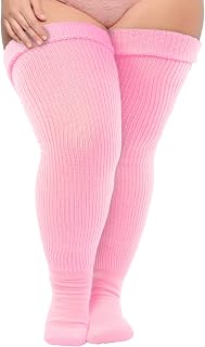 Plus Size Thigh High Socks for Thick Thighs Women- Thigh Highs Widened Extra Long Thick Knit Socks