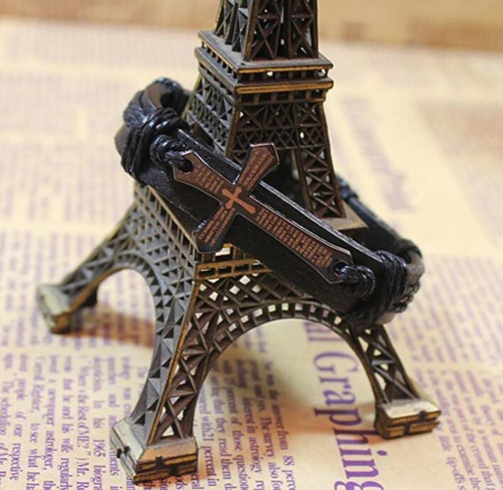 AZYOUNG Black Brown Cross Leather Bracelet for Young Boys Girls Adjustable Simple Knot Wristbands - Image 4