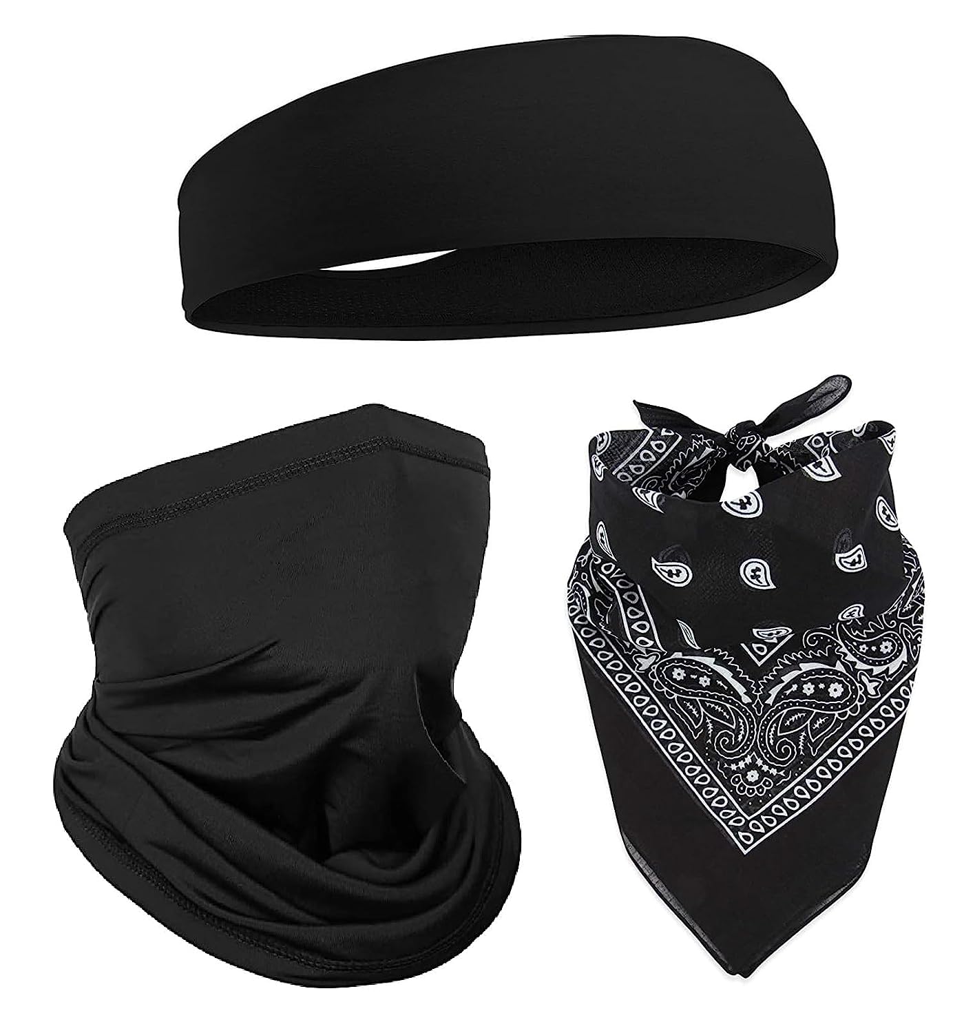 Caiuse Multi Sports Combo Accessories Headband+Bandana+Handkerchief Use for Biking Cycling Running Gym Yoga Workout Outdoor Cricket Sport for Men and Women