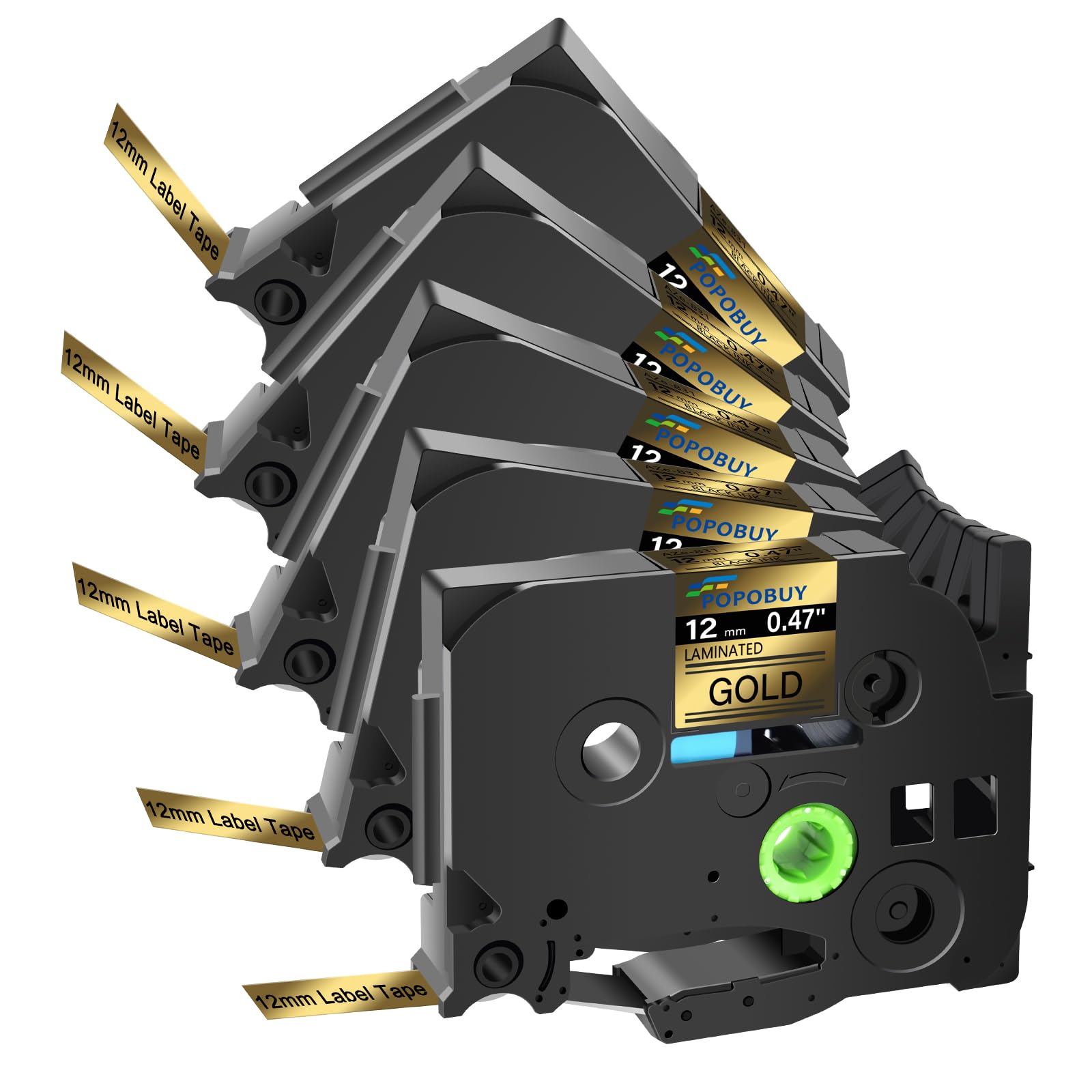 POPOBUY TZ TZe 12mm 0.47 Laminated Gold Tape Compatible for Ptouch TZ831 TZ-831 TZe-831 TZe831 Label Tape for PTD210 PTD400 PTD220 PTH110 Label Maker,