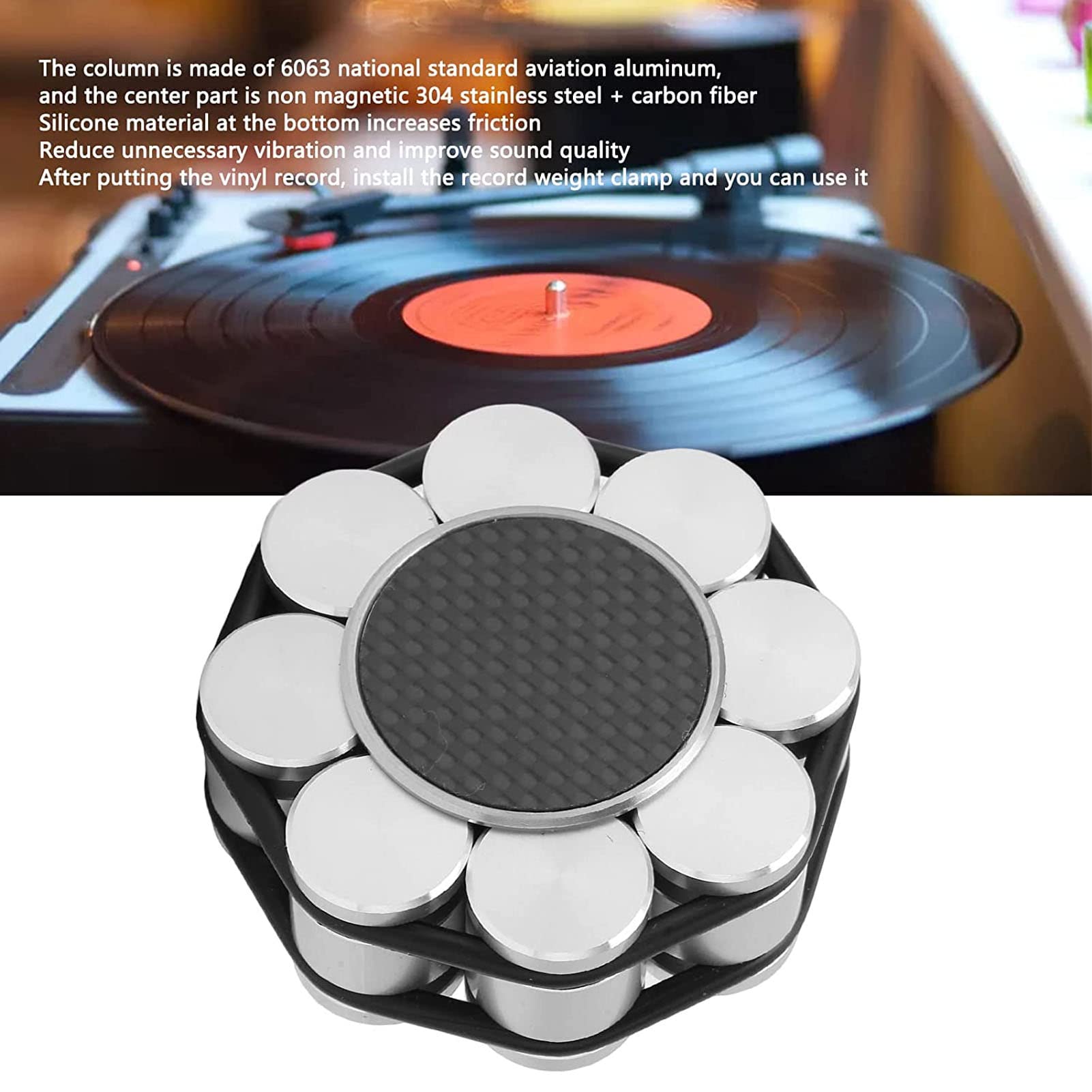 Stabilizzatore di Peso per Dischi in Vinile HiFi, Morsetti per Pesi per Giradischi con Cuscinetto Antiscivolo, Stabilizzatore LP in Acciaio Inossidabile per Giradischi Giradischi