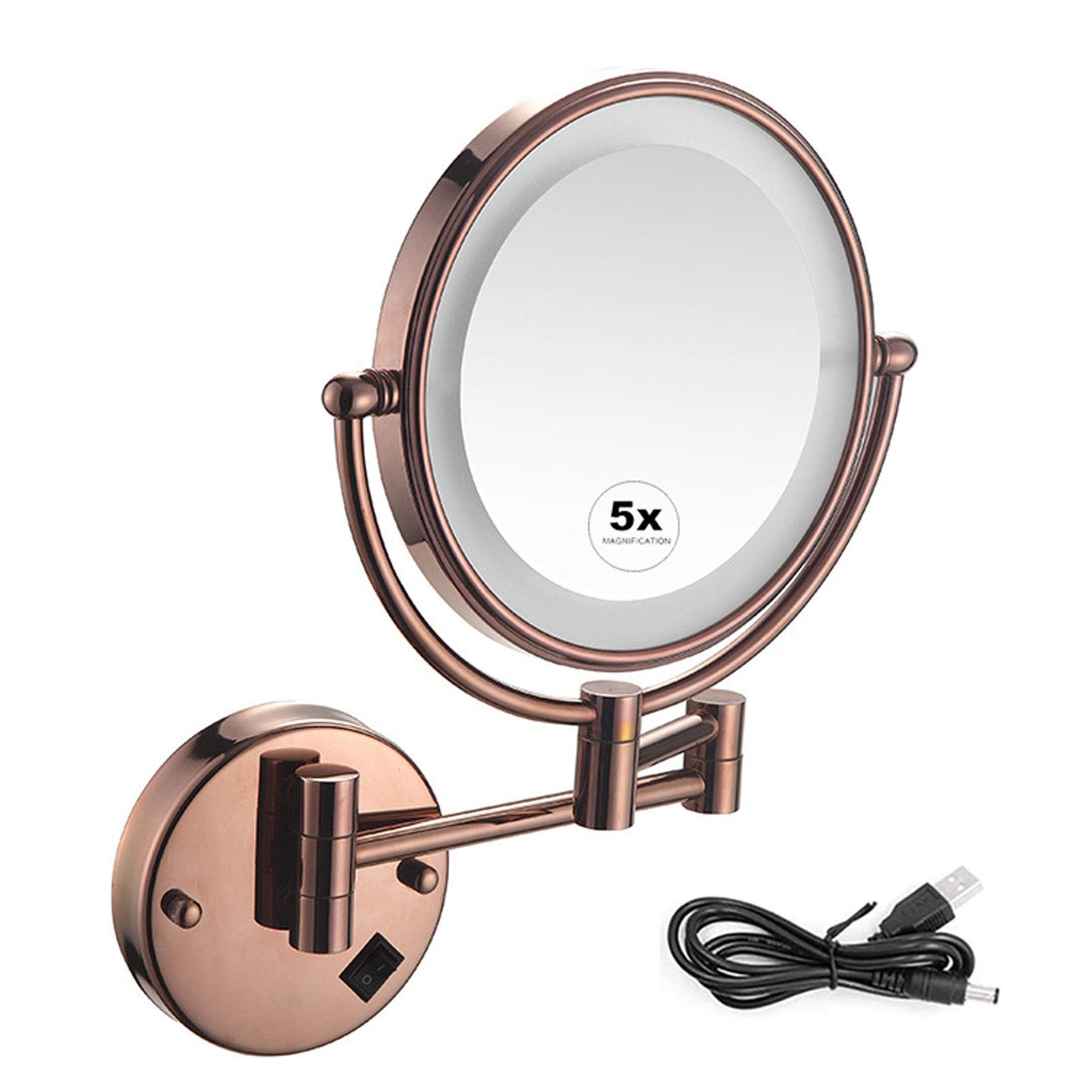 Miroir maquillage LED extensible or rose pour une routine beauté hôtel