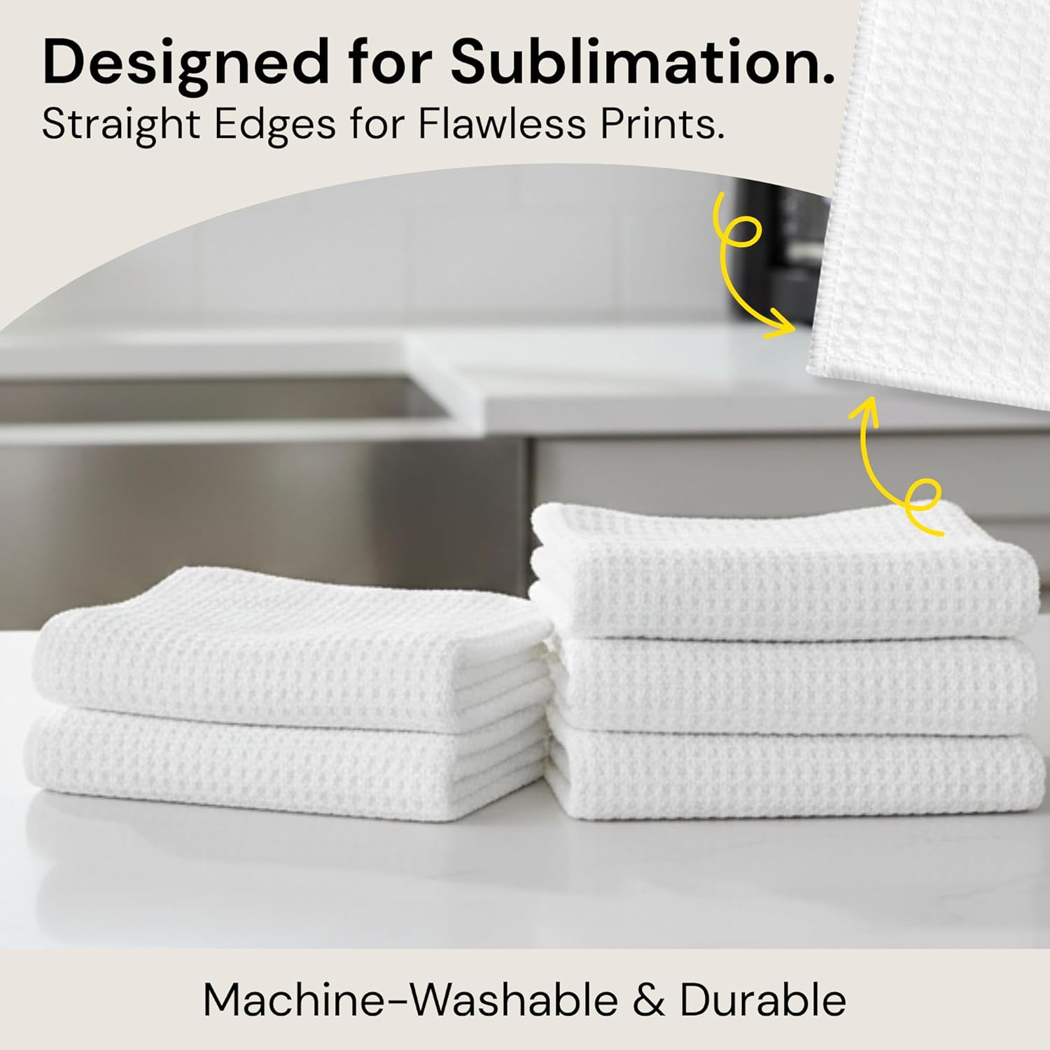 Microfiber Wholesale Sublimation Blanks Towels 16x24 - Premium Waffle Weave Microfiber Towels for Kitchen - Polyester Blanks for Kitchen or Craft Use - 6 Pack