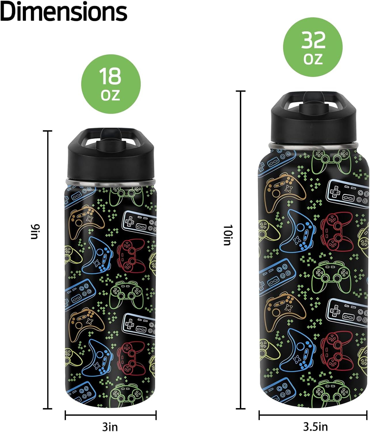 Gaming Water Bottles with Straw, 18 Ounces Insulated Stainless Steel Tumbler Cup Mug Gamer Gifts for Women Girls Game Lovers - Image 4