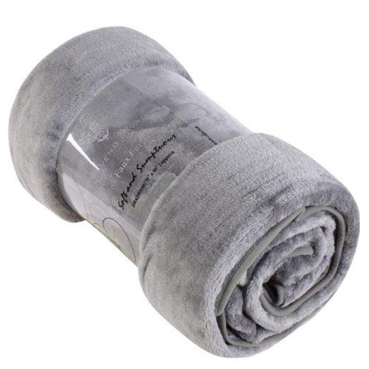 Gaveno Cavailia Comfy Faux Fur Fleece Plain Throw Blanket, Silver, Single ( 127 x 152 cm )