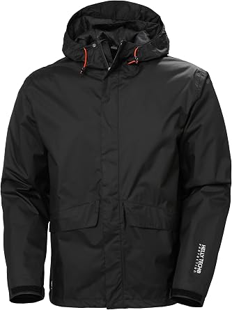 Helly Hansen Manchester Waterproof Rain Jackets for Men Featuring Breathable Water- and Windproof Construction, Storm Flap, Black - X-Small