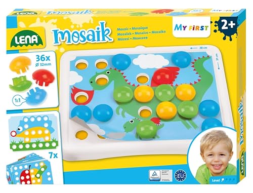 Lena - 35630 Mi Primera Clavija Mosaico Juego Set Por 2+ Años Niños, Multicolor
