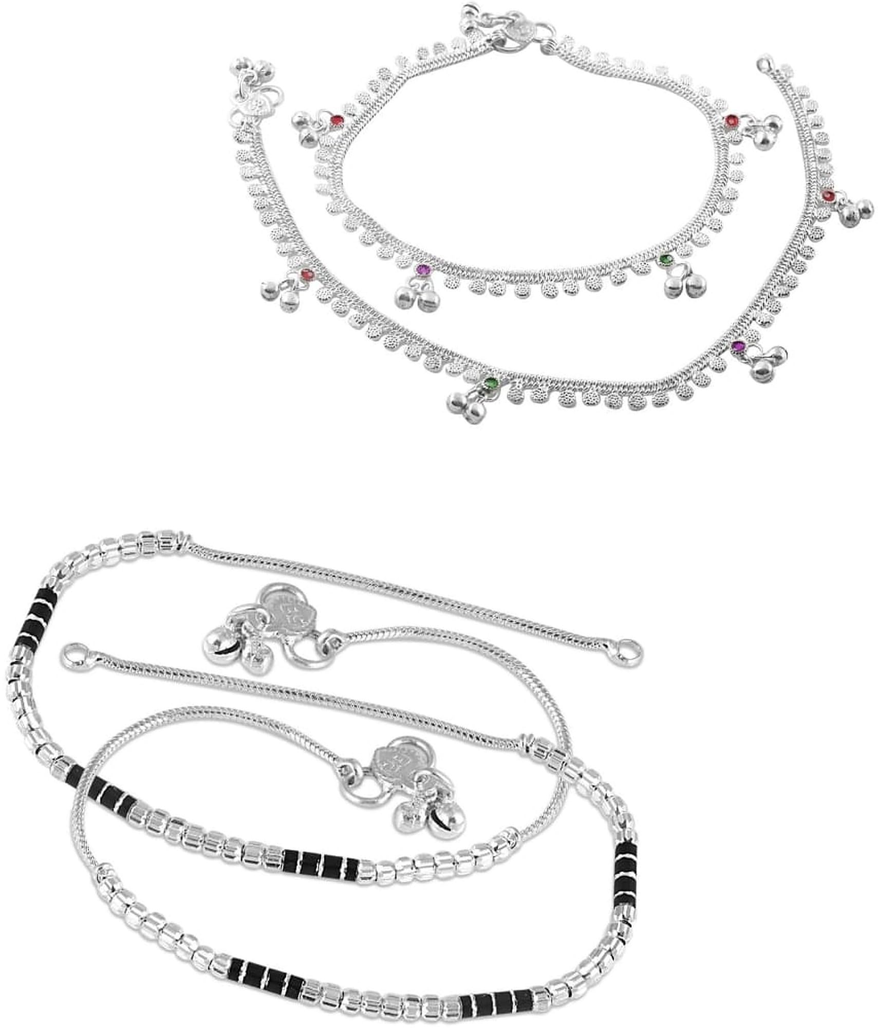Lila Jewellery Traditional Jewellery For All Occassions Anklets Payal Pair for Women/Girls Alloy Anklet - Bzr_Combo Payal-107 & 120-(1-Pair Each)-picture-45