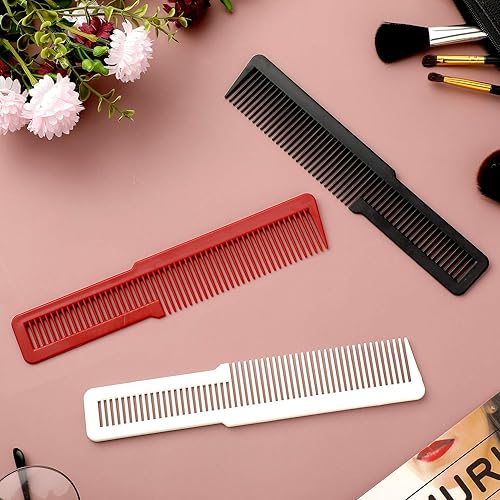 Miniatura 3 de 6 peines de corte de pelo profesional para peluqueros y peluqueros (negro, blanco y rojo)