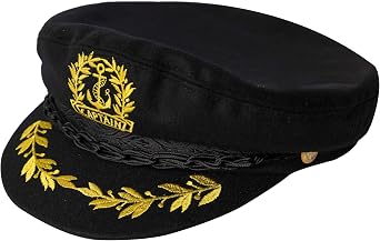 Authentic Greek Captains Cap - Wool - Wool - Black - 7 1/4 - 22 3/4 Inches - 58 cm