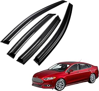 Tape on Wind Noise Reduction Rain Guards for 2013-2020 Ford Fusion, 4-Piece Side Window Visors, UV Resistant & Weatherproof, No Drill Installation