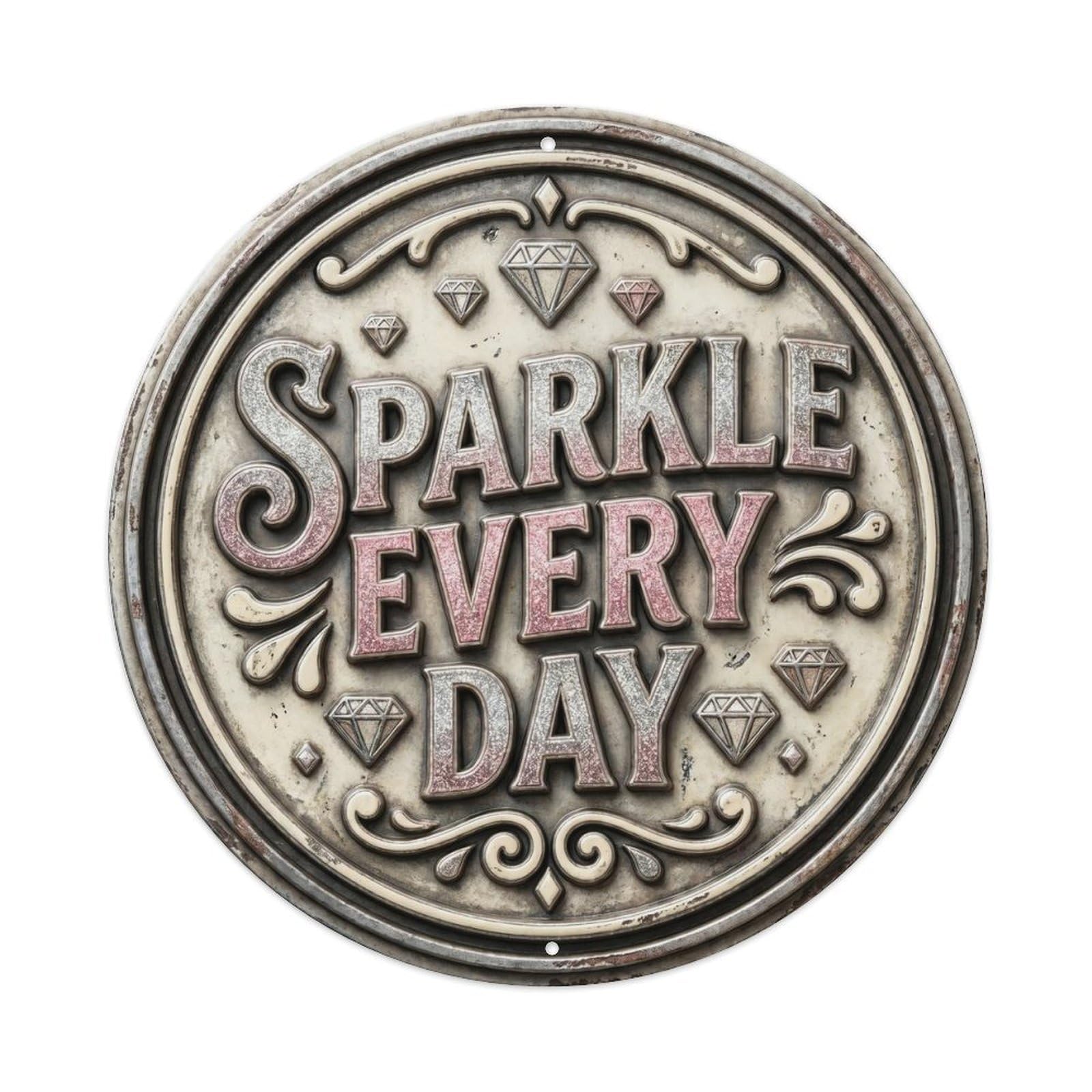 Sparkle Every Day Classic Workshop Display Retro Slogans Vintage Metal Tin Sign Plaque Wall Decor for Cafe, Club Bar, Office, Garden Metal Poster 8x8Inch