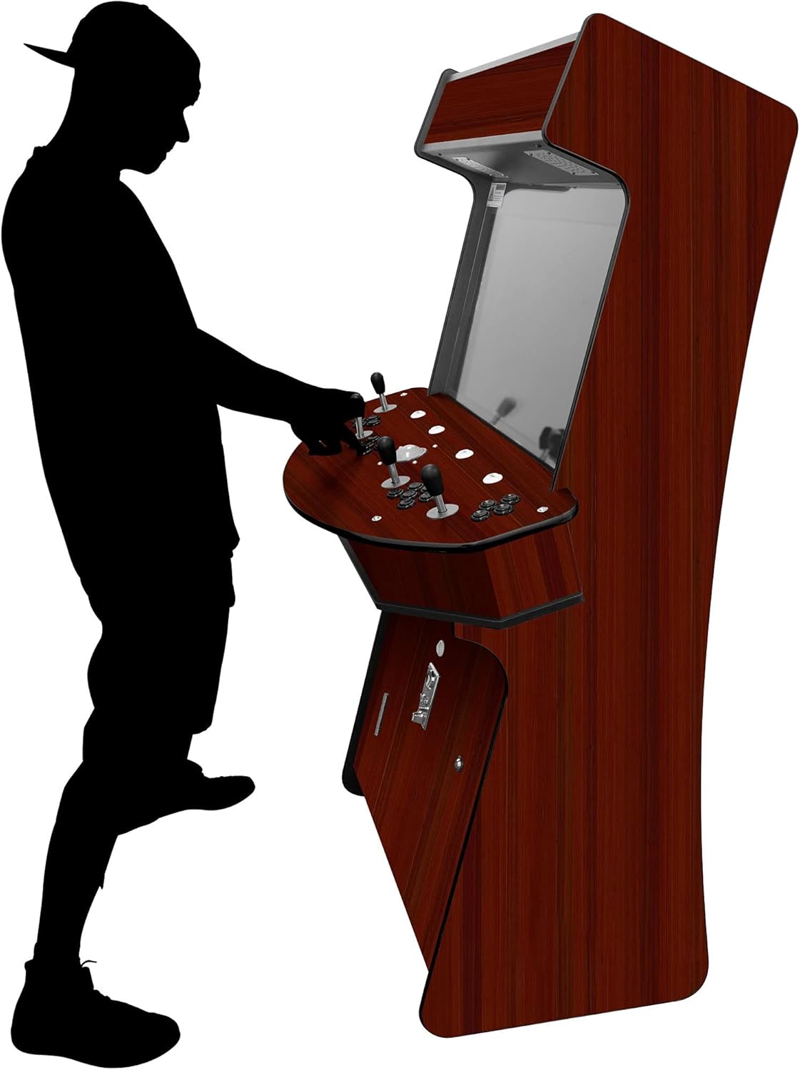 Creative Arcades Full-Size Commercial Grade Cabinet Arcade Machines | Stools Included | Slim Woodgrain Edition | 32″ Screen (3500 Games (4-Player), Cherry Wood)