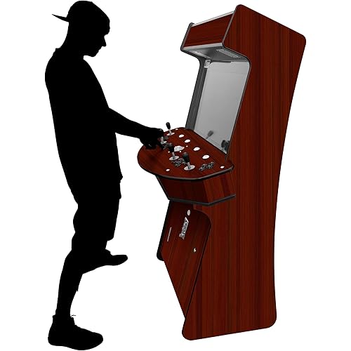 Creative Arcades Full-Size Commercial Grade Cabinet Arcade Machines | Stools Included | Slim Woodgrain Edition | 32" Screen (3500 Games (4-Player), Cherry Wood)