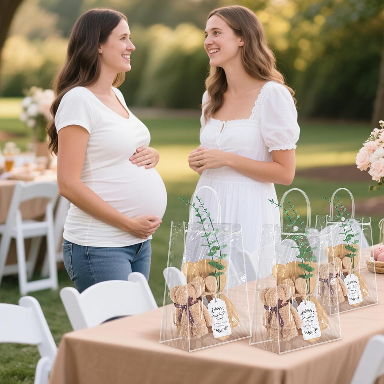 6 Sets Baby Shower Prizes for Game Winners Bear Shaped Bamboo Cheese Board with Knives, Towels, Gift Bags & Thank You Cards – 37Pcs Bridal Shower Favors for Guests