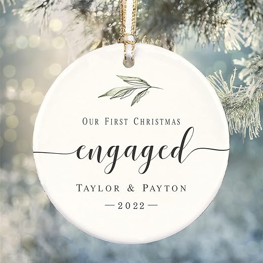 chopie First Christmas Engaged Ornament, Wedding Ornament 2022, Engagement Gift, Wedding Gift, Gift for Him and Her