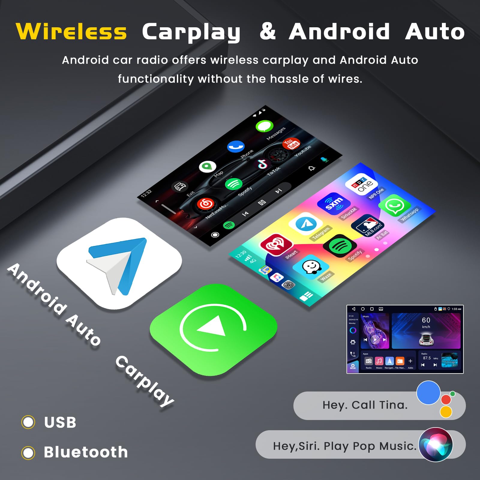 [4G+64G]Inefala Autoradio Android per BMW X3 E83 2004-2012, Wireless CarPlay Android Auto, 9" Touchscreen Stereo Auto Bluetooth con GPS/WiFi/RDS/FM/32EQ/SWC Retrocamera MIC