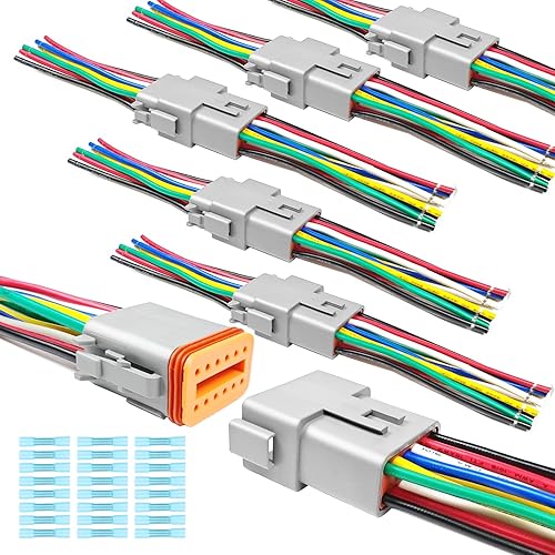 Kit de 6 cables Deutsch DT de 12 pines gris macho hembra arnés de cableado Deutsch Pigtail 12 vías de cable impermeable conector eléctrico
