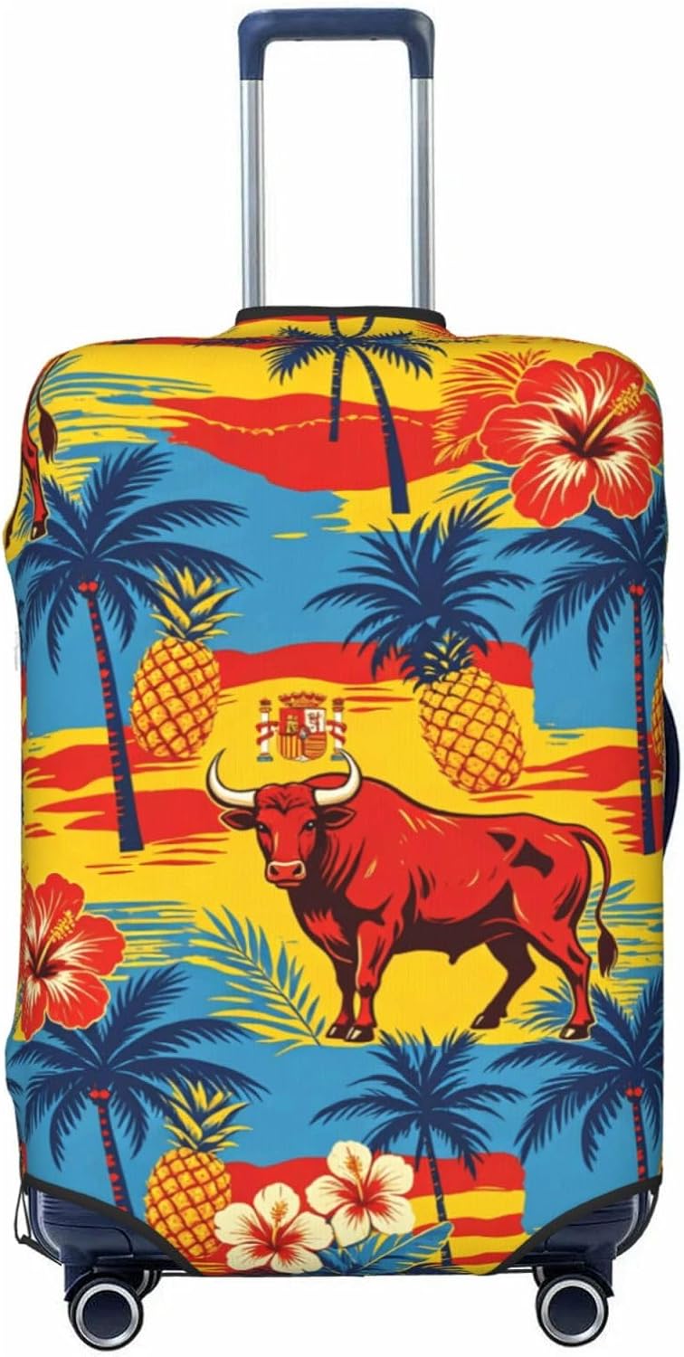 Tropic Bullprint Premium Suitcase Cover | Durable Polyester Elastic Luggage Cover With Zipper & Buckle, Travel Suitcase Protector For Medium Large Bags