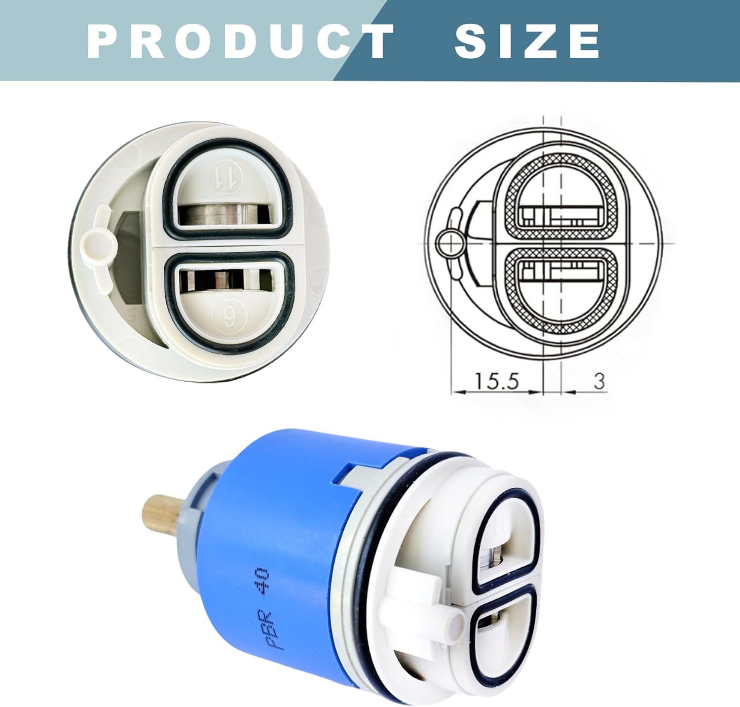 For Kerox PBR 40 Faucet Cartridge, Replacement Cartridge Compatible with La Torre, Cascade & Nobili, Single Lever Shower Tub Repair, Tub Faucet Cartridges, Kitchen & Bathroom Faucet Cartridge