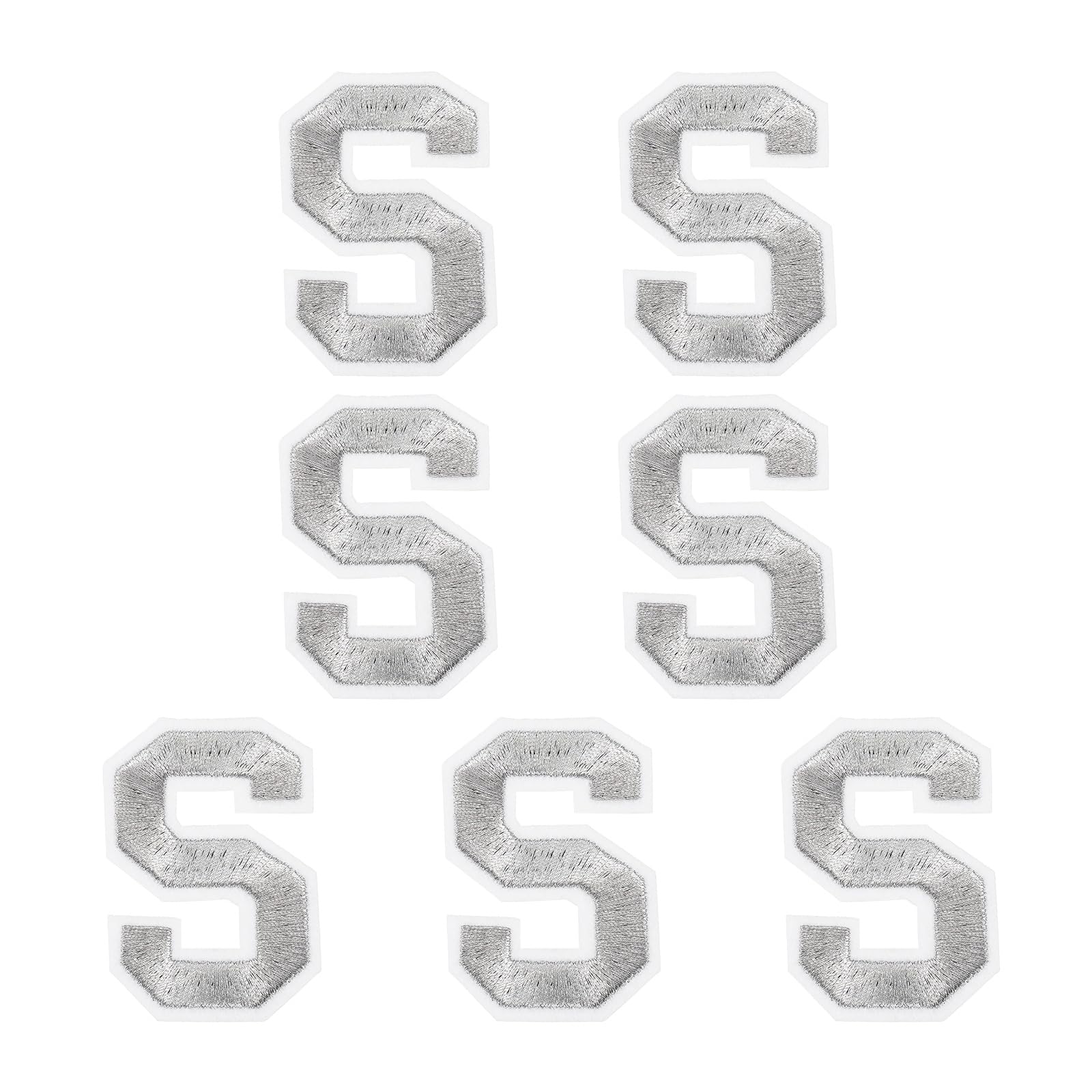 sourcing map 7 Pcs Iron-on Letter Patches, 2.4 Inch Iron-on Letter-S for Clothing Alphabet Embroidery Applique Patches for Clothes Hats Jeans Jacket Backpacks DIY Accessories, Silver