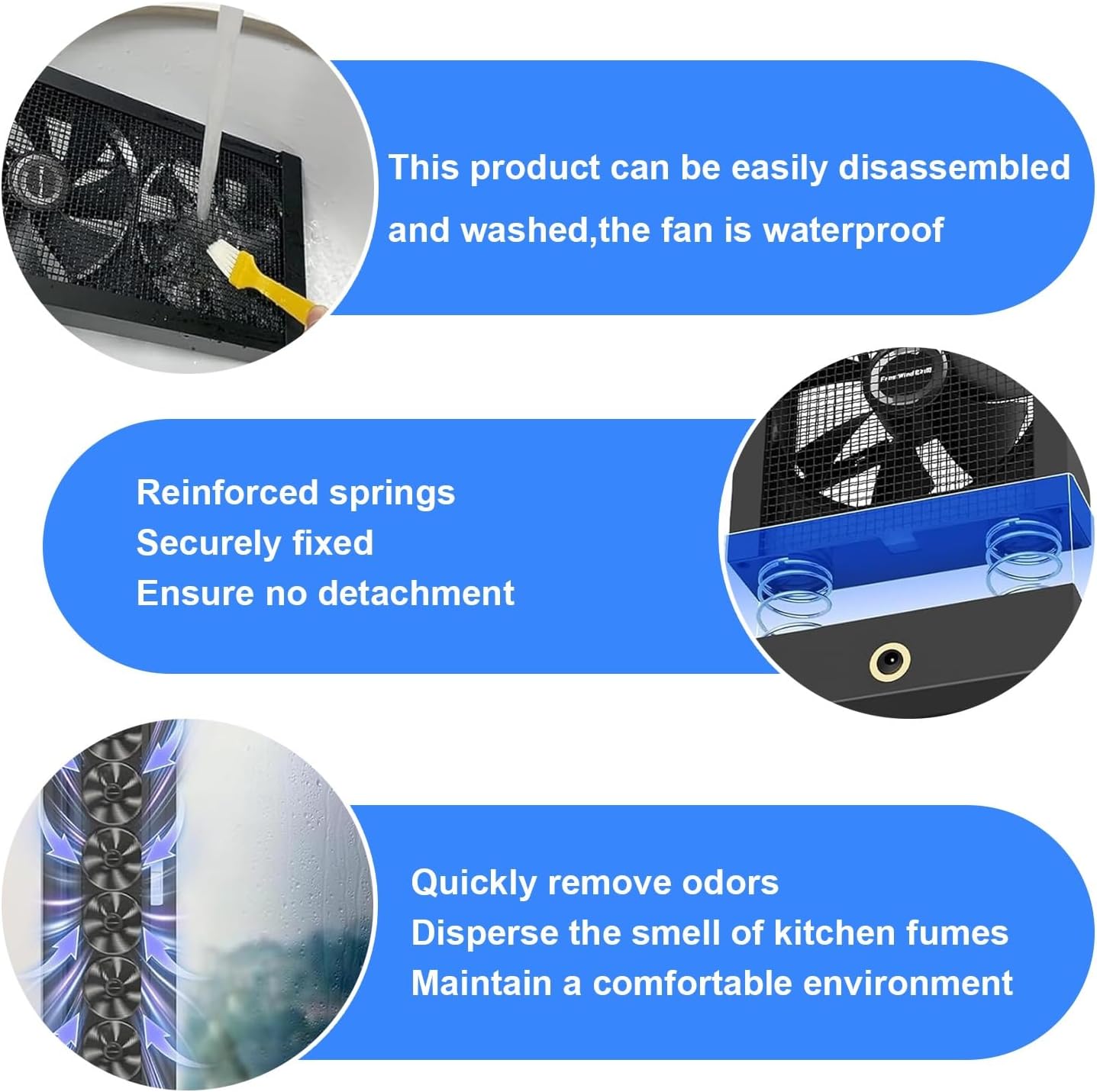 Waterproof Metal Vertical Window Exhaust Fan - Retractable Vertical Exhaust Fan Drill-Free for Sliding Windows Home Hot Areas(15.75-17.72in)