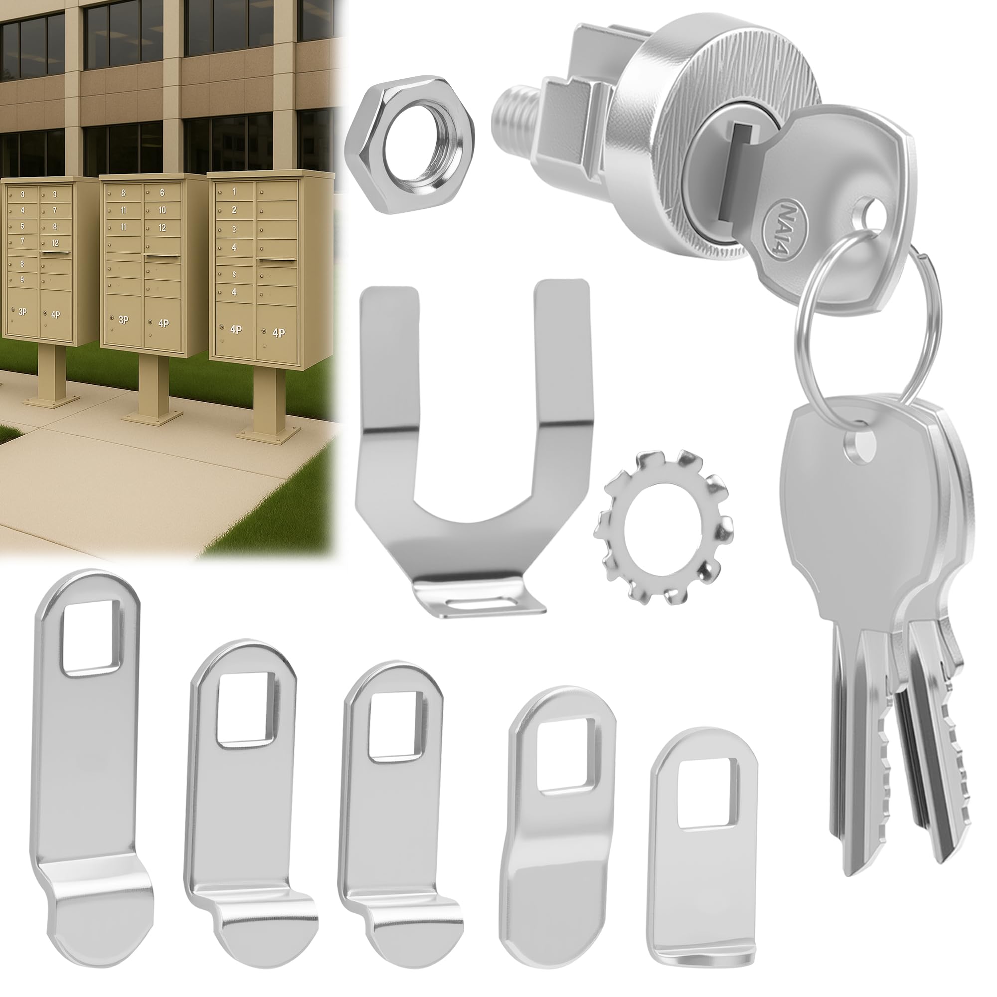 L-1172C Mailbox Lock Replacement Includes 3 Keys Per Lock& 5 Locking Plates – C9100 National Standard Key Lock for Cluster Boxes,90° Clockwise Rotation-image-23