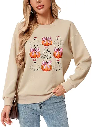 Womens USA Sweatshirt, Long Sleeve Crewneck Pullover with American Flag & Stripes Star Print - Casual Top