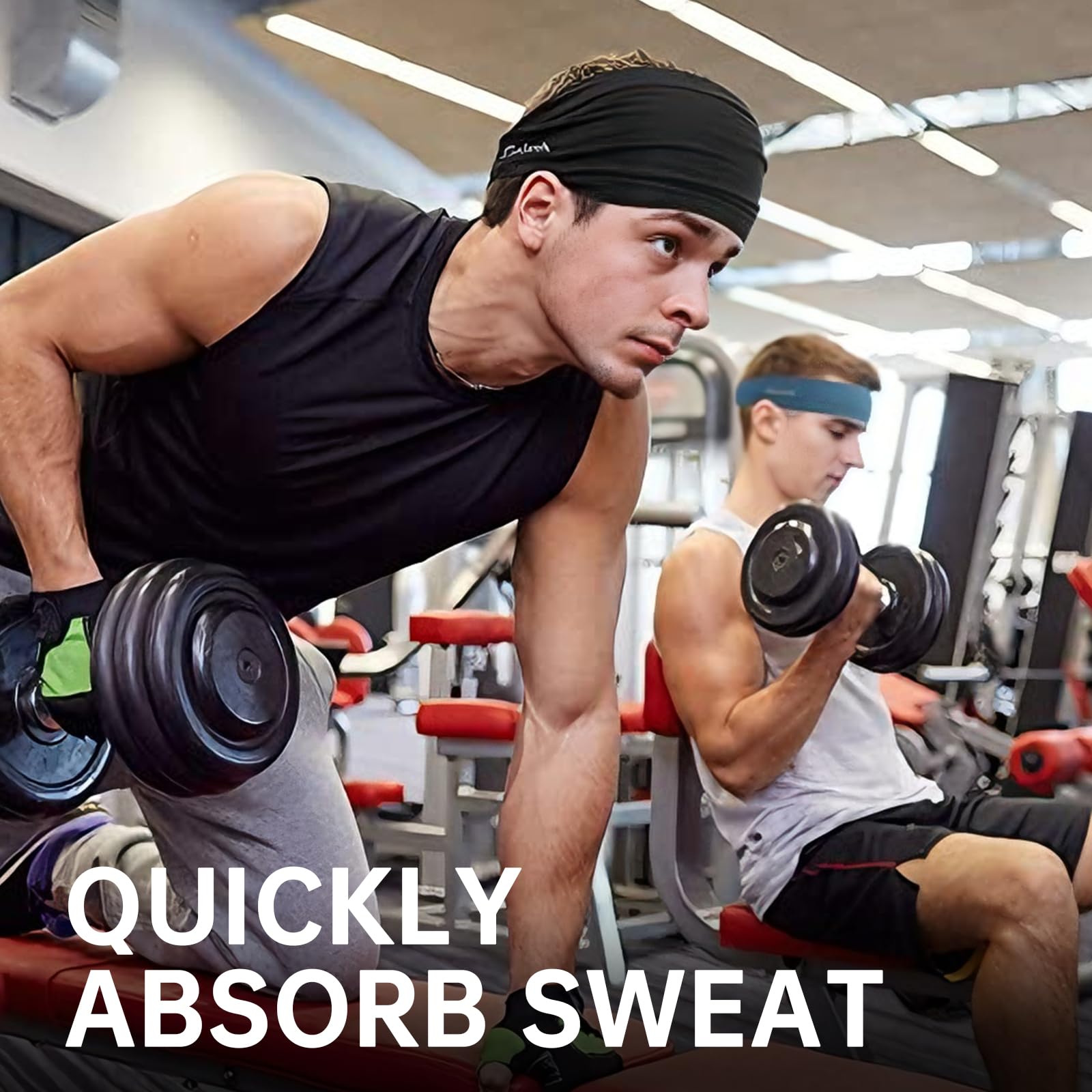 Sportowa opaska na czoło dla mężczyzn i kobiet – szeroka opaska przeciwpotowa do fitnessu, joggingu, biegania, jazdy na rowerze, wędrówek, crossfitu i jogi – bardzo rozciągliwa opaska na włosy