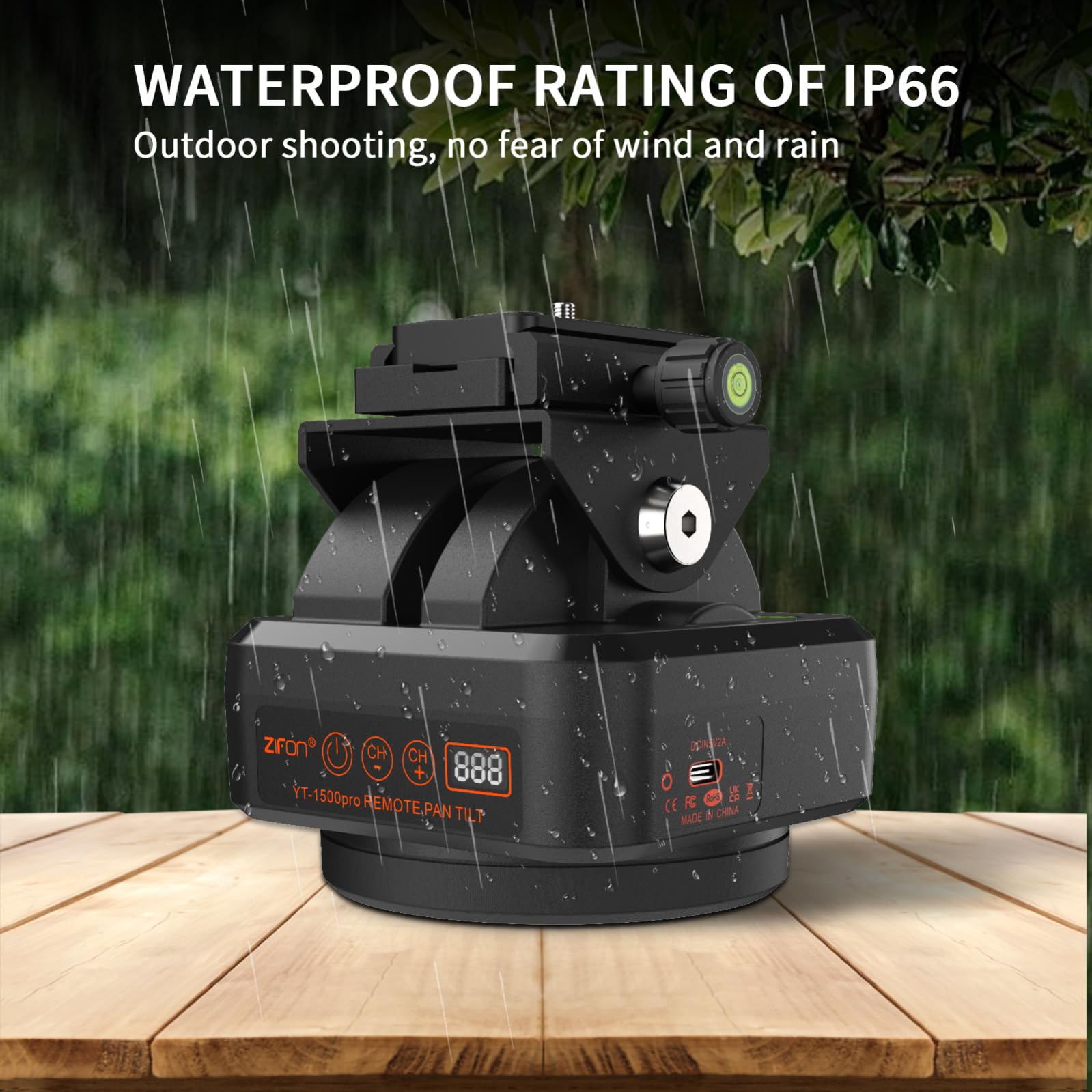 ZIFON YT1500 Pro - Testa treppiede fotocamera, telecomando girevole 360°, ciclo punto AB, 2,4 G, 40 m, 2,2 kg, impermeabile IP66 per DSLR, LED, Smartphone, Live Streaming